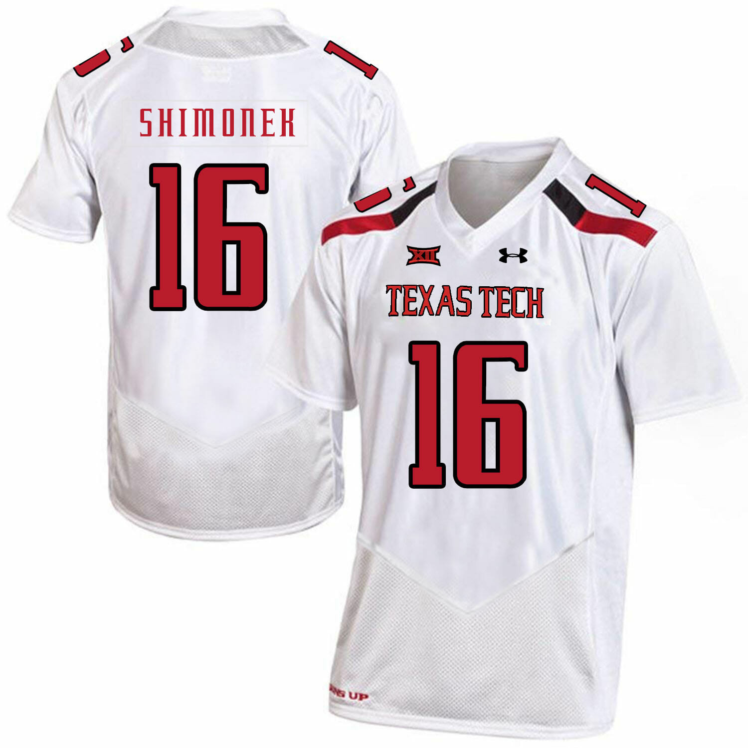 Texas Tech #16 Nic Shimonek NCAA College Football Jersey White 1 Texas Tech #16 Nic Shimonek NCAA College Football Jersey White