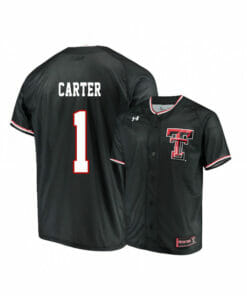 Texas Tech Red Raiders 1 Dillon Carter Black College Baseball Jersey