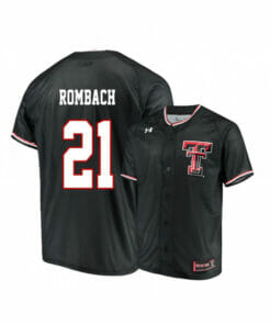 Texas Tech Red Raiders 21 Nate Rombach Black College Baseball Jersey