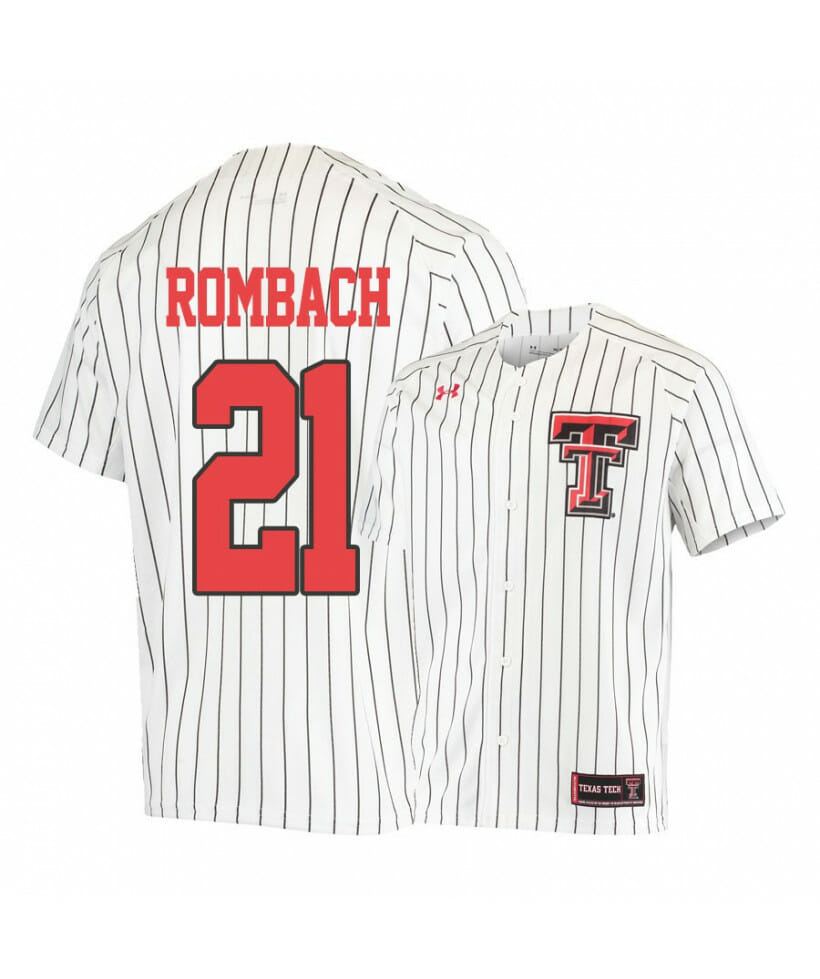 Texas Tech Red Raiders 21 Nate Rombach White College Baseball Jersey 1 Texas Tech Red Raiders 21 Nate Rombach White College Baseball Jersey
