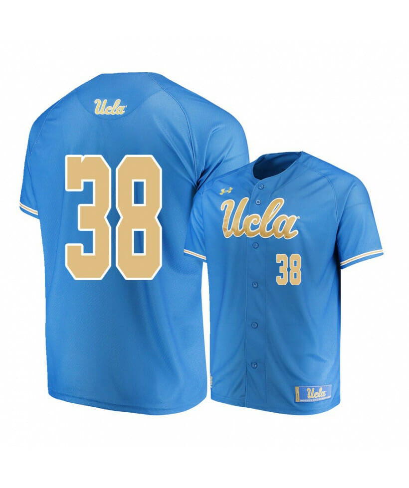 UCLA Bruins 38 Pat Caulfield Blue College Baseball Jersey 1 UCLA Bruins 38 Pat Caulfield Blue College Baseball Jersey