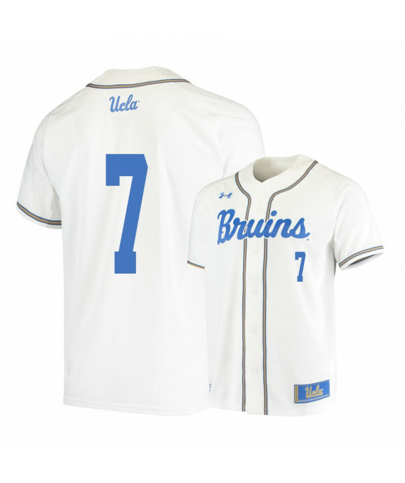 UCLA Bruins 7 JT Schwartz White College Baseball Jersey 1 UCLA Bruins 7 JT Schwartz White College Baseball Jersey