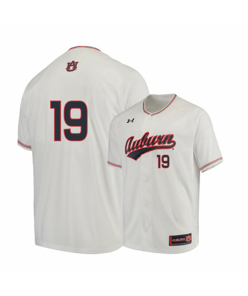 Under Armour Auburn Tigers 19 Brody Moore White Baseball Jersey 1 Under Armour Auburn Tigers 19 Brody Moore White Baseball Jersey
