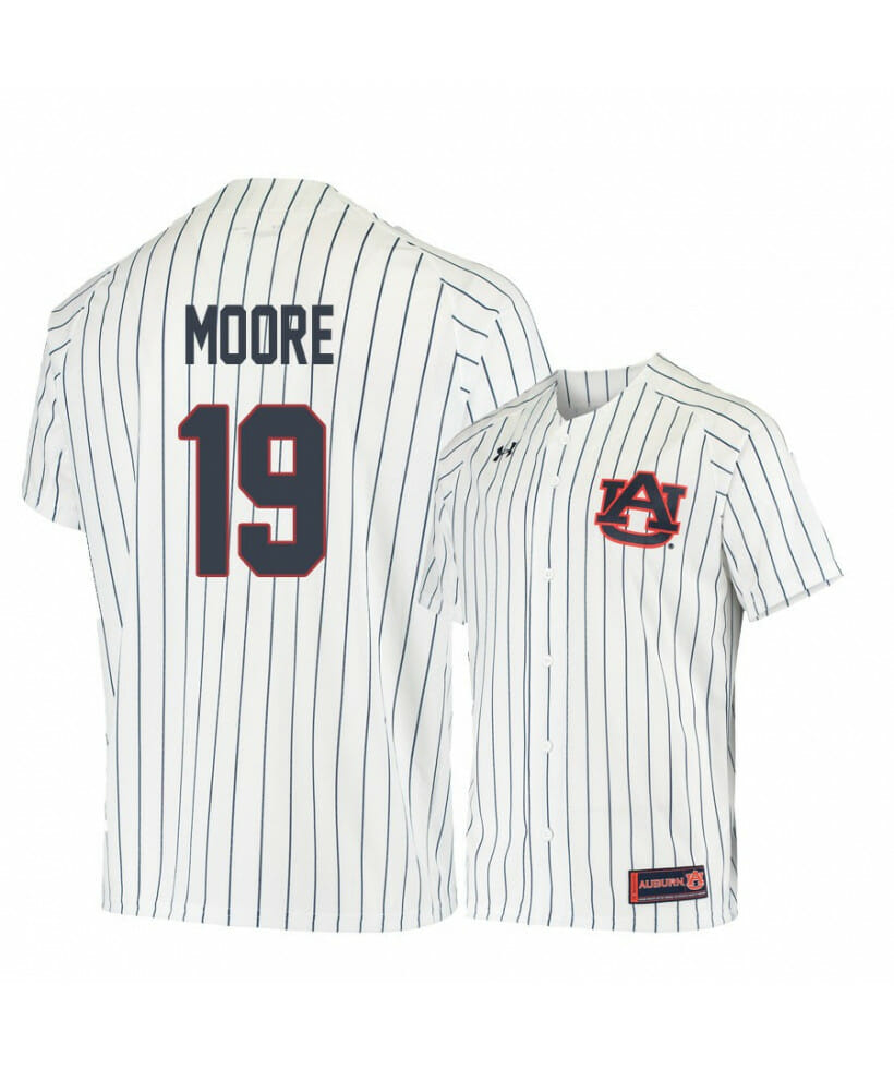 Under Armour Auburn Tigers 19 Brody Moore White Blue Baseball Jersey 1 Under Armour Auburn Tigers 19 Brody Moore White Blue Baseball Jersey