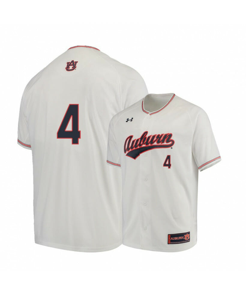 Under Armour Auburn Tigers 4 Rankin Woley White Baseball Jersey 1 Under Armour Auburn Tigers 4 Rankin Woley White Baseball Jersey