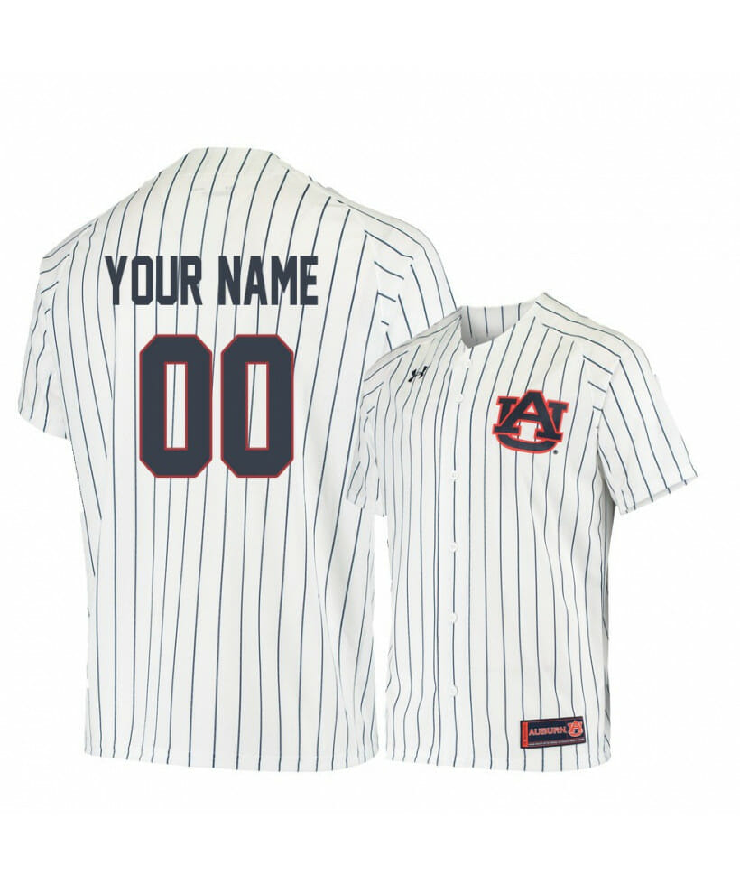 Under Armour Auburn Tigers White Blue Custom College Baseball Jersey 1 Under Armour Auburn Tigers White Blue Custom College Baseball Jersey