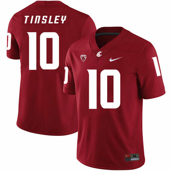 Washington State Cougars #10 Trey Tinsley College Football Jersey Red 1 Washington State Cougars #10 Trey Tinsley College Football Jersey Red