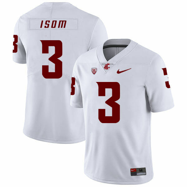 Washington State Cougars #3 Daniel Isom NCAA Football Jersey White 1 Washington State Cougars #3 Daniel Isom NCAA Football Jersey White
