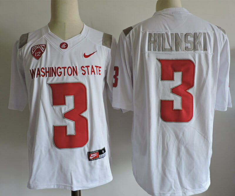 Washington State Cougars #3 Hilinski College Football Jersey White 1 Washington State Cougars #3 Hilinski College Football Jersey White