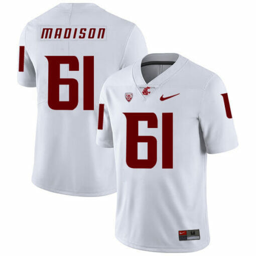 Washington State Cougars #61 Cole Madison NCAA Football Jersey White