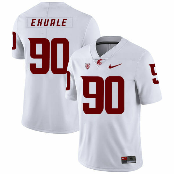 Washington State Cougars #90 Daniel Ekuale NCAA Football Jersey White 1 Washington State Cougars #90 Daniel Ekuale NCAA Football Jersey White