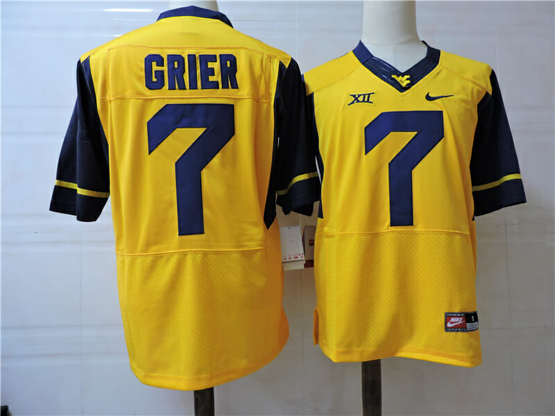 West Virginia Mountaineers #7 Will Grier College Football Jersey Yellow 1 West Virginia Mountaineers #7 Will Grier College Football Jersey Yellow