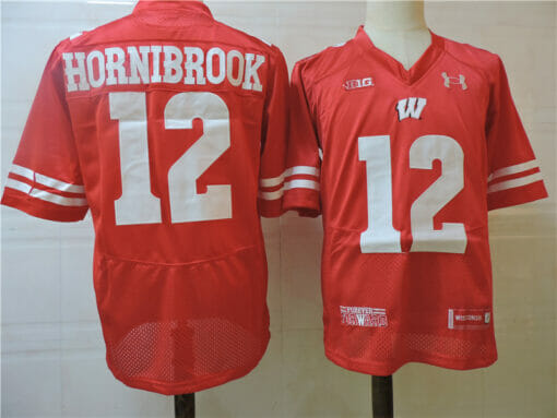 Wisconsin Badgers #12 Hornibrook College Football Jersey Red