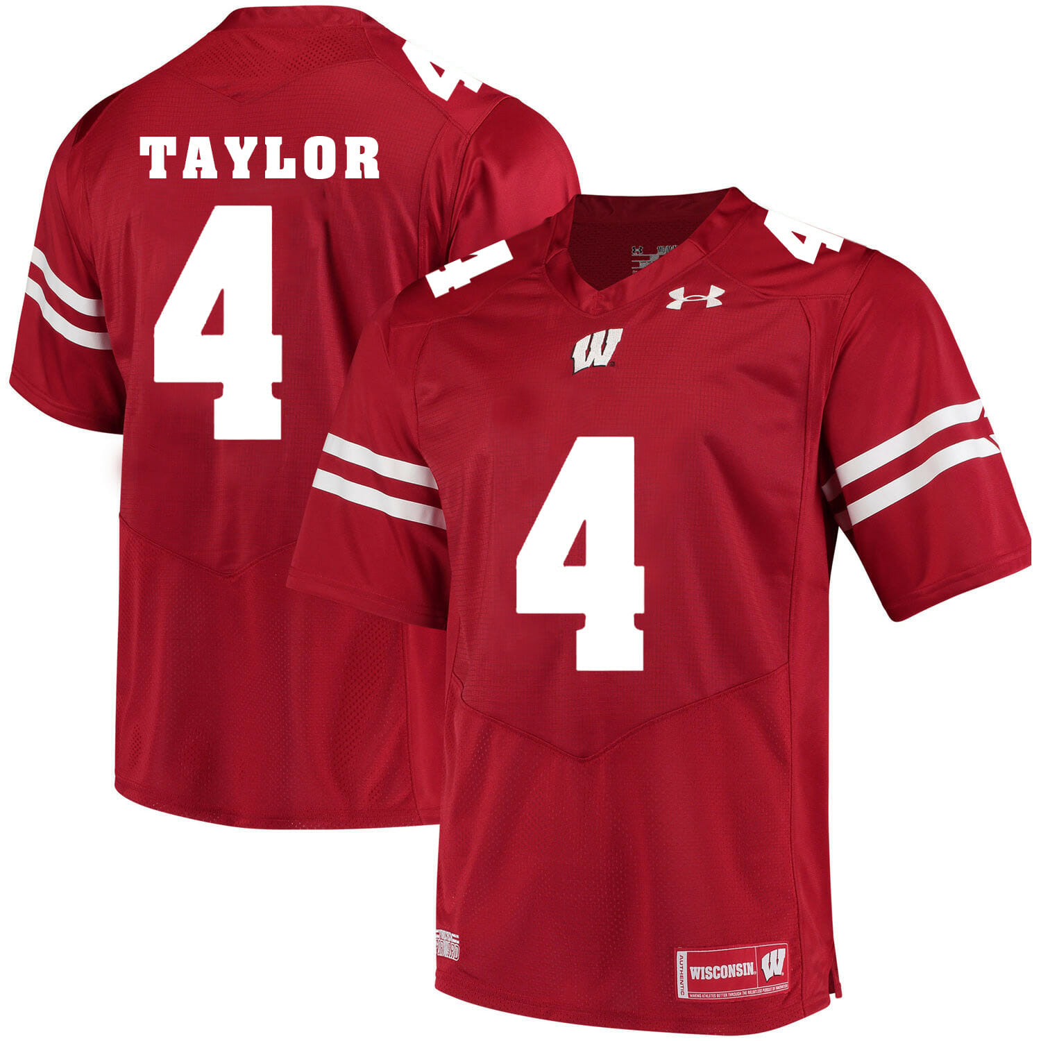 Wisconsin Badgers #4 AJ Taylor College Football Jersey Red 1 Wisconsin Badgers #4 AJ Taylor College Football Jersey Red
