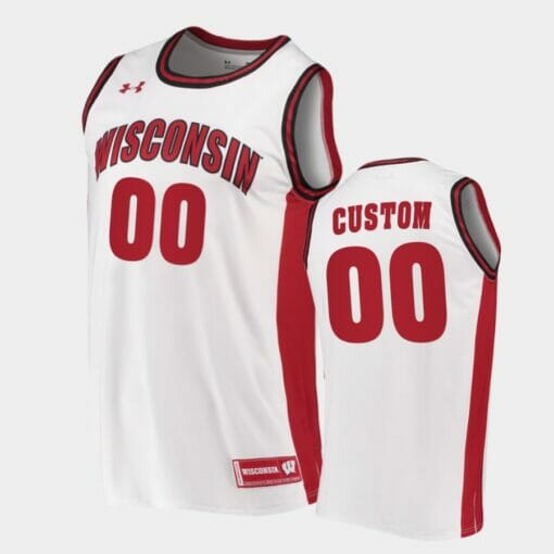 Wisconsin Badgers Custom Name Number White Replica College Basketball Jersey