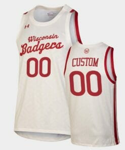 Wisconsin Badgers Custom Name Number White Throwback College Basketball Jersey