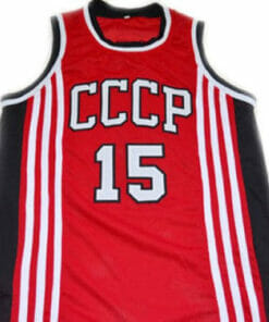 Arvydas Sabonis #15 CCCP Team Russia Basketball Jersey Red