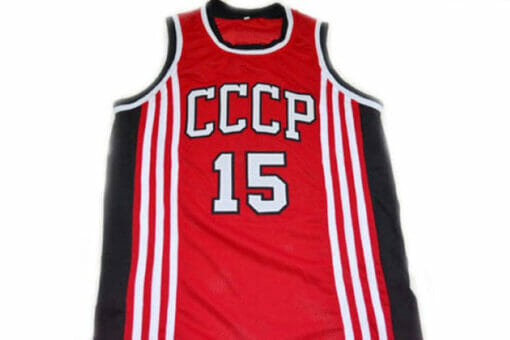 Arvydas Sabonis #15 CCCP Team Russia Basketball Jersey Red
