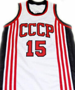 Arvydas Sabonis #15 CCCP Team Russia Basketball Jersey White