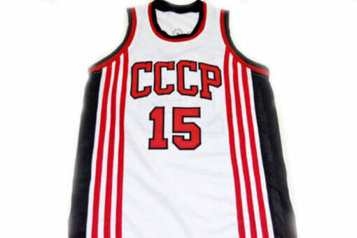 Arvydas Sabonis #15 CCCP Team Russia Basketball Jersey White