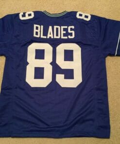 UNSIGNED CUSTOM Sewn Stitched Brian Blades Blue Jersey