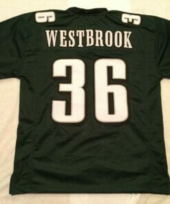 UNSIGNED CUSTOM Sewn Stitched Brian Westbrook Green Jersey