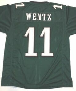 UNSIGNED CUSTOM Sewn Stitched Carson Wentz Greeen Jersey
