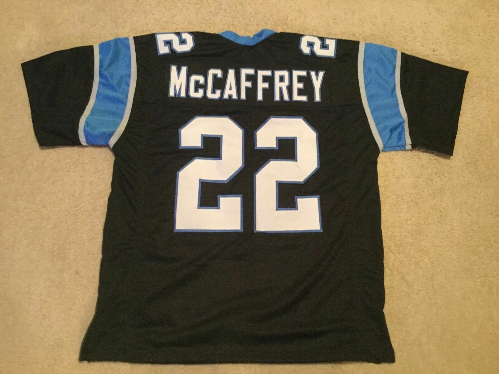 UNSIGNED CUSTOM Sewn Stitched Christian McCaffrey Black Jersey 1 UNSIGNED CUSTOM Sewn Stitched Christian McCaffrey Black Jersey