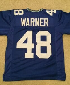 UNSIGNED CUSTOM Sewn Stitched Curt Warner ERROR Blue Jersey