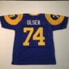 UNSIGNED CUSTOM Sewn Stitched Merlin Olsen Blue Jersey