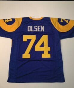 UNSIGNED CUSTOM Sewn Stitched Merlin Olsen Blue Jersey