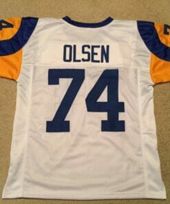 UNSIGNED CUSTOM Sewn Stitched Merlin Olsen White Jersey