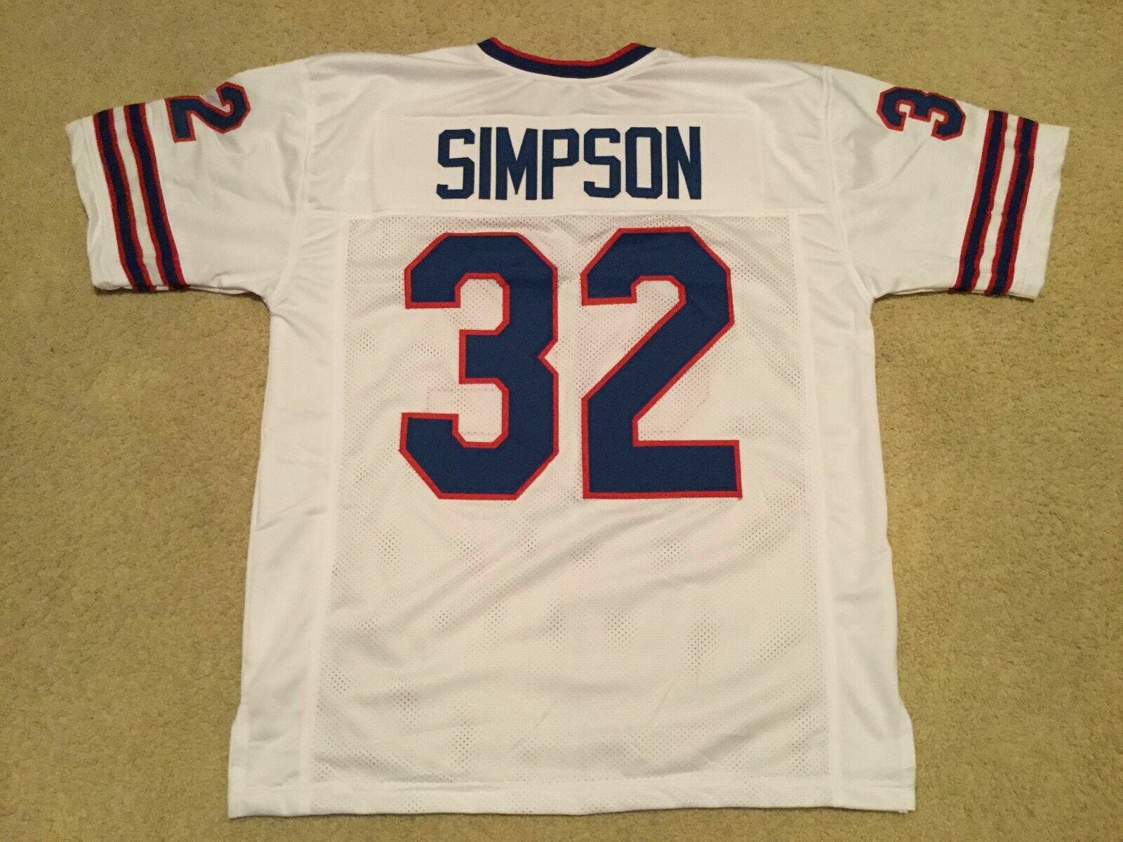 UNSIGNED CUSTOM Sewn Stitched O.J. Simpson White Jersey 1 UNSIGNED CUSTOM Sewn Stitched O.J. Simpson White Jersey