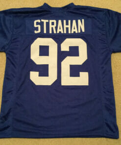 UNSIGNED CUSTOM Sewn Stitched Michael Strahan Blue Jersey