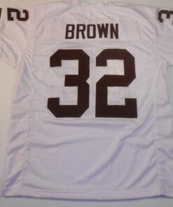 UNSIGNED CUSTOM Sewn Stitched Jim Brown White Jersey