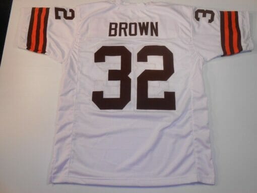 UNSIGNED CUSTOM Sewn Stitched Jim Brown White Jersey