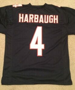 UNSIGNED CUSTOM Sewn Stitched Jim Harbaugh Blue Jersey