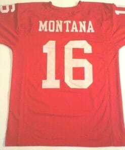 UNSIGNED CUSTOM Sewn Stitched Joe Montana Red Jersey