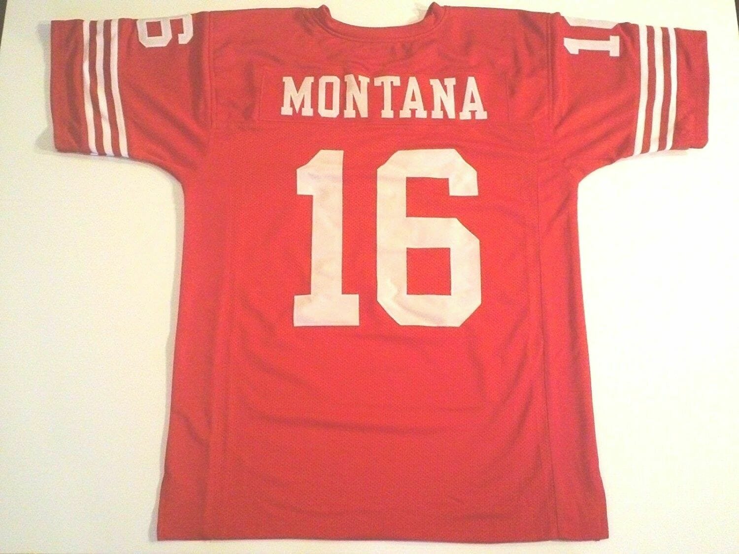 UNSIGNED CUSTOM Sewn Stitched Joe Montana Red Jersey 1 UNSIGNED CUSTOM Sewn Stitched Joe Montana Red Jersey