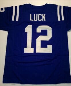 UNSIGNED CUSTOM Sewn Stitched Andrew Luck Blue Jersey