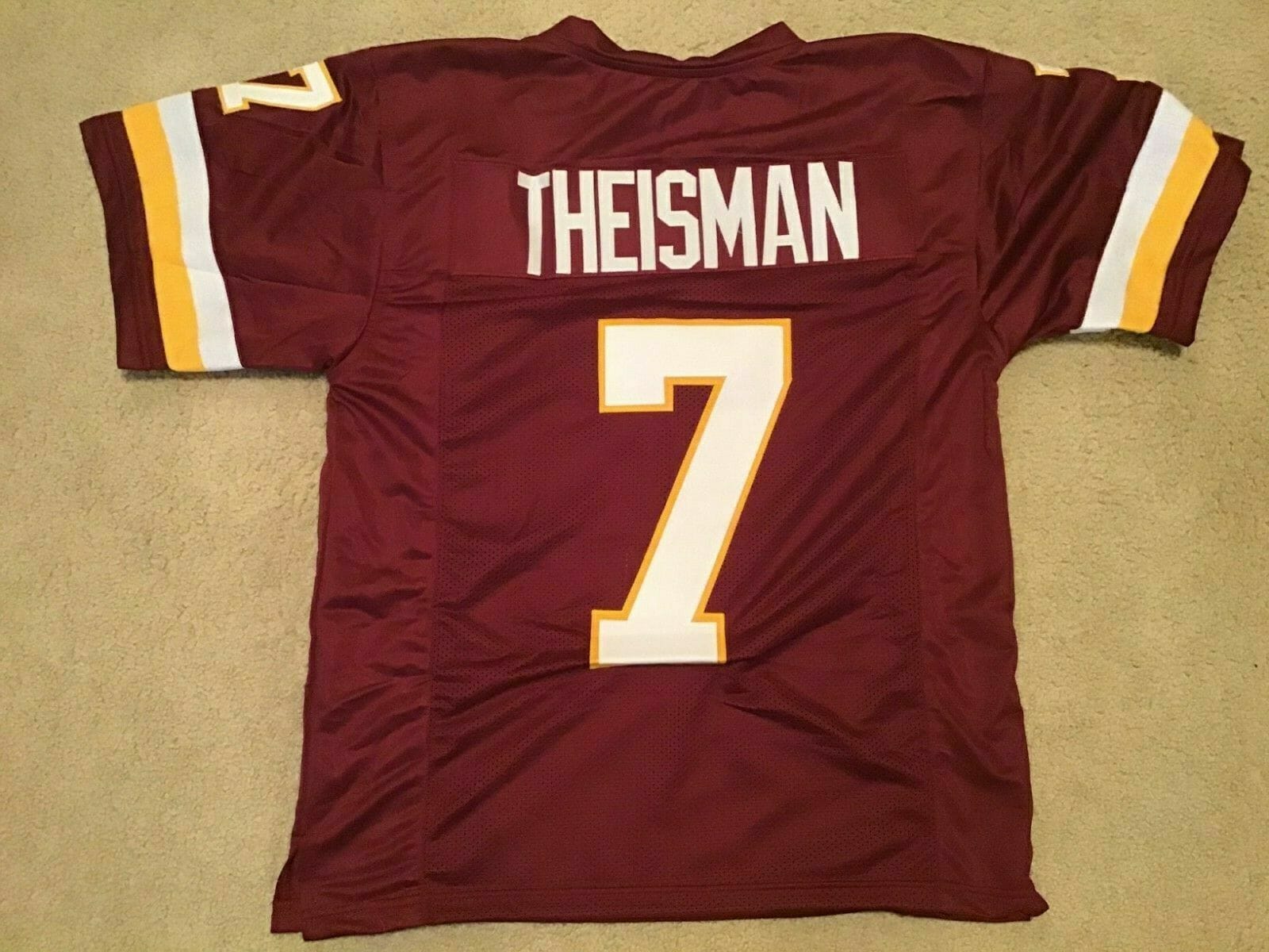 UNSIGNED CUSTOM Sewn Stitched Joe Theismann ERROR Burgundy Jersey 1 UNSIGNED CUSTOM Sewn Stitched Joe Theismann ERROR Burgundy Jersey