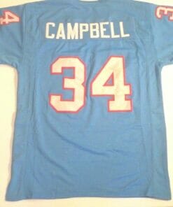 UNSIGNED CUSTOM Sewn Stitched Earl Campbell Blue Jersey