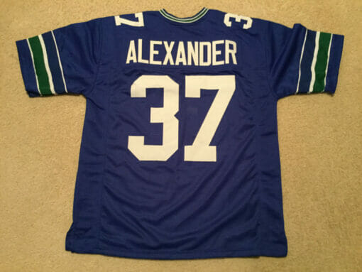 UNSIGNED CUSTOM Sewn Stitched Shaun Alexander Blue Jersey