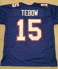UNSIGNED CUSTOM Sewn Stitched Tim Tebow blue Jersey