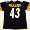 UNSIGNED CUSTOM Sewn Stitched Troy Polamalu Black Jersey