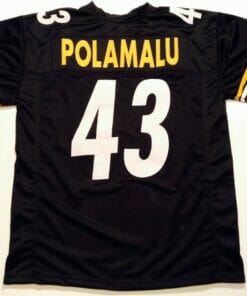 UNSIGNED CUSTOM Sewn Stitched Troy Polamalu Black Jersey