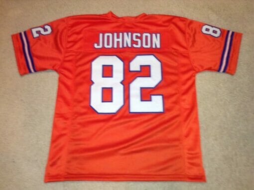 UNSIGNED CUSTOM Sewn Stitched Vance Johnson Orange Jersey