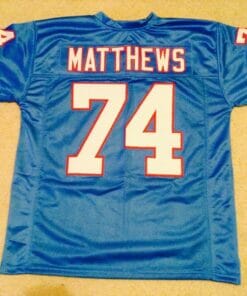 UNSIGNED CUSTOM Sewn Stitched Bruce Matthews Blue Jersey