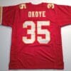 UNSIGNED CUSTOM Sewn Stitched Christian Okoye Red Jersey