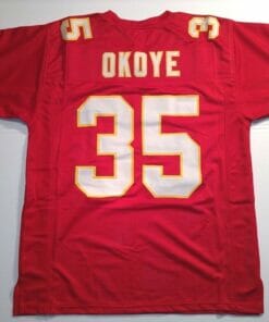 UNSIGNED CUSTOM Sewn Stitched Christian Okoye Red Jersey